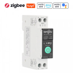TONGOU Tuya ZigBee i&scaron;manusis grandinės pertraukiklis su matavimo 1P 63A DIN bėgio palaikymu, 3 laiko režimais ZigBee balta