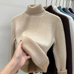 Žiemos vintažinis &scaron;iltas, storas megztinis, moteri&scaron;kas korėjieti&scaron;kos mados Eleganti&scaron;ki megzti apatiniai mar&scaron;kinėliai Moteri&scaron;ki solidūs trikotažo laisvalaikio ploni vir&scaron;utiniai drabužiai 2024 m. Nauja M chaki