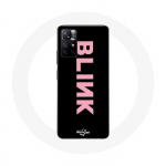 Coque pour Xiaomi Redmi Note 11s 5G Blink Fandom Blackpink Logo Rose Fond Noir juoda