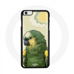 Coque Iphone 7 Plus Perroquet vert jaune bec soleil nuage douceur couleur pastel oiseau