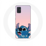 Coque pour Samsung Galaxy A51 5G Stitch le Nez en l'air fond rose