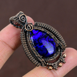 Natural Abalone Shell Triplet Opal Gemstone Copper Wire Wrap Pendant 2.09 q0u78