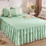 Pavasario ir vasaros nėriniuotas lovos sijonas Vienvietis princesės nėrinių &scaron;lifuotas čiužinys Neslystantis apsauginis užvalkalas lovatiesė Dovana 180*200cm 3pcs