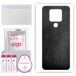 apgo Protective Skin Sticker for the back compatible with Tecno Camon 16 SE, Wrap Film, Foil, Vinyl - Pattern Black Leather