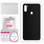 apgo Protective Skin Sticker for the back compatible with Samsung Galaxy M11, Wrap Film, Foil, Vinyl - Pattern Carbon Black