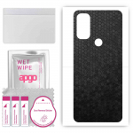 apgo Protective Skin Sticker for the back compatible with Motorola Moto G Pure, Wrap Film, Foil, Vinyl - Pattern Black Honeycomb