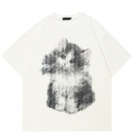 Streetwear Cat Graphic mar&scaron;kinėliai Medvilniniai mar&scaron;kinėliai Unisex Tops mar&scaron;kinėliai vasaros trumpomis rankovėmis mar&scaron;kinėliai