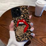Sexy Lips Leopard Tongue Baby Skin Print Dėklas, skirtas iPhone 15 Pro Max 14 13 12 11 Pro XR Xs 6 7 8Plus SE 2020 Viskas įskaičiuota mink&scaron;tas silikoninis dangtelis iPhone 15 Pro Max