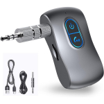 Belaidis 5.0 Aux Bluetooth adapteris Automobilis su laisvų rankų įranga, palaiko TF kortelę, dvigubą ry&scaron;į, automobilio imtuvą, ausines ir namų stereosistemas 6*3.3cm sidabras