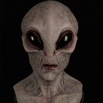 Alien latekso kaukė Helovino vakarėliui kaukių kamuoliuką puo&scaron;ianti galvos apdangalas pilka