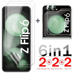 2+2+2 6PCS Flip 6 HD grūdinto stiklo mažo ekrano apsauga + mink&scaron;ta hidrogelio plėvelė + objektyvo plėvelė, skirta Samsung Galaxy Z Flip 6 / Flip 5 5G skaidriai apsaugai For Glaxy Z Flip 6 gryna