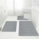 Memory Foam Vonios kilimėlių rinkinys 3 dalių, neslystantys itin mink&scaron;ti sugeriantys vonios kilimėliai, skalbimo ma&scaron;inoje ir sauso tualeto kilimėlių rinkiniai vonios grindims