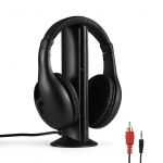 Belaidės ausinės, skirtos žiūrėti televizorių su siųstuvu ir dekoderiu 5 in 1 TV Over Ear 98ft ausinės juoda