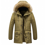 Stora &Scaron;ilta Žieminė Parka Vyrams Vilnos Gobtuvu Vyri&scaron;ka Striukė Paltas Kargo Striukės Didelio Dydžio 6XL chaki