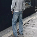 High Street džinsinės kelnės vyrams, Retro Distressed, Laisvos tiesios kelnės, Plačios sportinės kelnės, Madinga S mėlyna