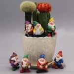 7 vnt./rinkinys, Mini dervos sodo gnomai, Sveikinimo figūrėlės, Mikropeizažo dekoracijos, Spalvingas lauko ir vidaus pasakų sodas, Veja