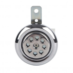Universalus motociklo signalas Vandeniui atsparus 105dB Garsus 12V 85mm Korio formos chromuotas dangtelis