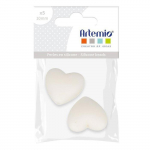 2 perles silicone coeur - 29 x 19 x 12 mm - blanc