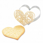 Kit pour biscuit en relief coeur + 2 stylos au chocolat blanc et vert clair