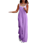 Yousheng moteri&scaron;kas kombinezonas be apykaklės, su spagečių petne&scaron;ėlėmis, atvira nugara, be rankovių, laisvas, plačių kelnių, viso ilgio, kombinezonas, kasdienis laisvalaikio drabužių komplektas M violetinė