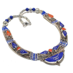 Lapis Lazuli, Coral Handmade Jewelry Necklace 18 u3w25