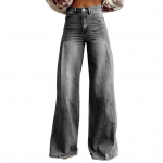 Women's Baggy Jeans High Waist Wide Leg Denim Pants Casual Loose Straight Leg Trousers for Street Work S tamsiai pilka spalva