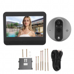 Skaitmeninis durų stebėjimo įrenginys Dvipusis pokalbis 1080P HD Belaidis vaizdo durų akutės durų skambučio kamera su 4,3 colio juoda