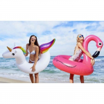 Didelis pripučiamas vienaragio plūduras, vandens žaidimas 120 x 90 cm ir rožinio flamingo plūduras [Phonillico&reg;]