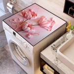 Dustproof 3D Flower Diatom Mud Waterproof & Absorbent Anti-Slip Mat for Washing Machine or Bedside Table 60x60cm (Crystal Velvet)