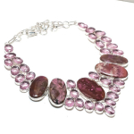 Natural Cobalt, Kunzite Gemstone 925 Sterling Silver Jewelry Necklace 18 r9y36