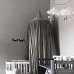 Kūdikių lova su baldakimu lovos užuolaidos apvalus kupolas Pakabinamas užuolaidas nuo uodų vaikų kambario dekoravimas Carbon gray