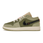 Air Jordan 1 Low SE Craft GS Sky J Light Olive Vaikams Sportbačiai Žali Celadono Ry&scaron;kiai oranžiniai FD9092-300 38