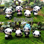8 dalių/rinkinys Panda Mikropeizažas Derva Panda Samanos Mikropeizažo Dekoracija PASIDARYK PATS Medžiagų Rinkinys Maža Panda Stalo Dekoracija 8pcs