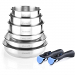 Batterie de cuisine induction - Arthur Martin - AM5538 - Acier inoxydable - 8 pi&egrave;ces - Poign&eacute;e amovible - Tous feux dont induction sidabras