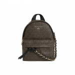 Michael Kors MK Slater Monogram Vintage Color Block Woven Chain PVC Backpack Mini moteri&scaron;ka kuprinė ruda juoda 30T0G04B0B-BROWN-BLK Basic Set (Bag+Dust Bag)