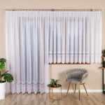 MODESTA - Paruo&scaron;ta žakardinė užuolaida su tiesiu kra&scaron;tu - 300x250 cm - balta