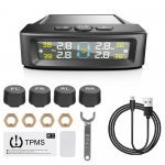 Temperatūros įspėjimas Degalų taupymo padangų slėgio stebėjimo sistema Automobilio padangų slėgio monitorius su 4 i&scaron;oriniais jutikliais Saulės TPMS