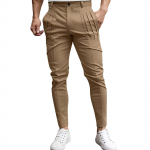 Vyri&scaron;kos kostiuminės kelnės Verslo Strecth Slim Fit Proginės kelnės Vienspalvės Laisvalaikio kelnės,Mai&scaron;elio raukinių dizainas Laisvalaikiui ir Slim Fit S chaki