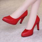 Moteri&scaron;ki batai Nauji Natūralios odos Moteri&scaron;ki auk&scaron;takulniai smailianosiai stiletto sekso didelio dydžio biuro batai 33 raudona