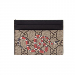 Gucci Koralinis gyvatės ra&scaron;to presbiopijos logotipas atviras atidarymas ir uždarymas drobės ir odos kortelių laikiklis kortelių dėklas vyri&scaron;kas juodmedžio spalvos ir juodas juoda