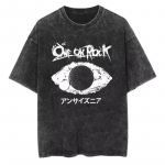 Vintažiniai One Ok Rock T-shirtai su Tengkorak, skalbti, vyri&scaron;ki, moteri&scaron;ki, medvilniniai, vasariniai, oversized, Hip Hop, Harajuku vir&scaron;utiniai drabužiai S
