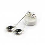 Les Tr&eacute;sors De Lily [I2566] - Boucles Argent 'D&eacute;esse Noir de Jais' noir argent&eacute; (rhodi&eacute;) - 37x9 mm