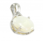 Les Tr&eacute;sors De Lily [I2605] - Pendentif Argent artisanal 'D&eacute;esse Opale' blanc argent&eacute; (rhodi&eacute;) - 26x10 mm
