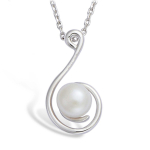 Les Tr&eacute;sors De Lily [L4641] - Pendentif Argent 'Perla' blanc argent&eacute; (rhodi&eacute;) - 25x15 mm balta