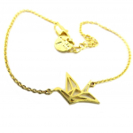 7bis [P8234] - Bracelet artisanal 'Origami' (oiseau) dor&eacute; - 15x12 mm auksas