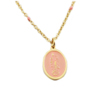 Les Tr&eacute;sors De Lily [R0198] - Collier cr&eacute;ateur acier 'Vierge Marie' rose dor&eacute; - 15x10 mm ry&scaron;kiai rožinė