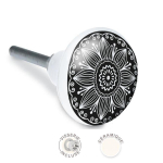 Les Tr&eacute;sors De Lily [A2521] - Juoda 'Mandala' keramikos baldo rankenėlė - 65x35 mm juoda