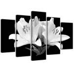 Feeby Feeby Five pieces drobės spaudinys, Baltos lelijos 100x70 balta/juoda
