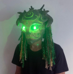 Helovino žalias vyras elfas senukas latekso kaukė Forest Spirit Elf kaukė su lengvu Cosplay galvos apdangalo kostiumų baliaus rekvizitu