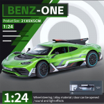 1/24 Scale Benz ONE Sports Diecast automobilių modelio žaislas, patraukiama atgal žaislinė transporto priemonė su garsu ir &scaron;viesa vaikams, mažiems berniukams, mergaitėms, dovanų kolekcija 1/24-21x9x5cm žalia